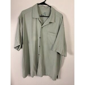 Tommy Bahama 100% Silk Camp Shirt Mens XL Green Short Sleeve Button Up